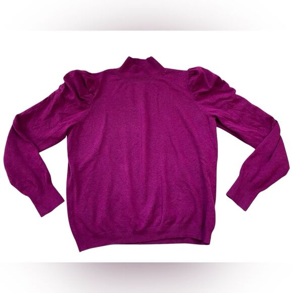 EXPRESS Fuchsia Ultra Soft Ruched Shoulder Mock Neck Sweater - Picture 1 of 8